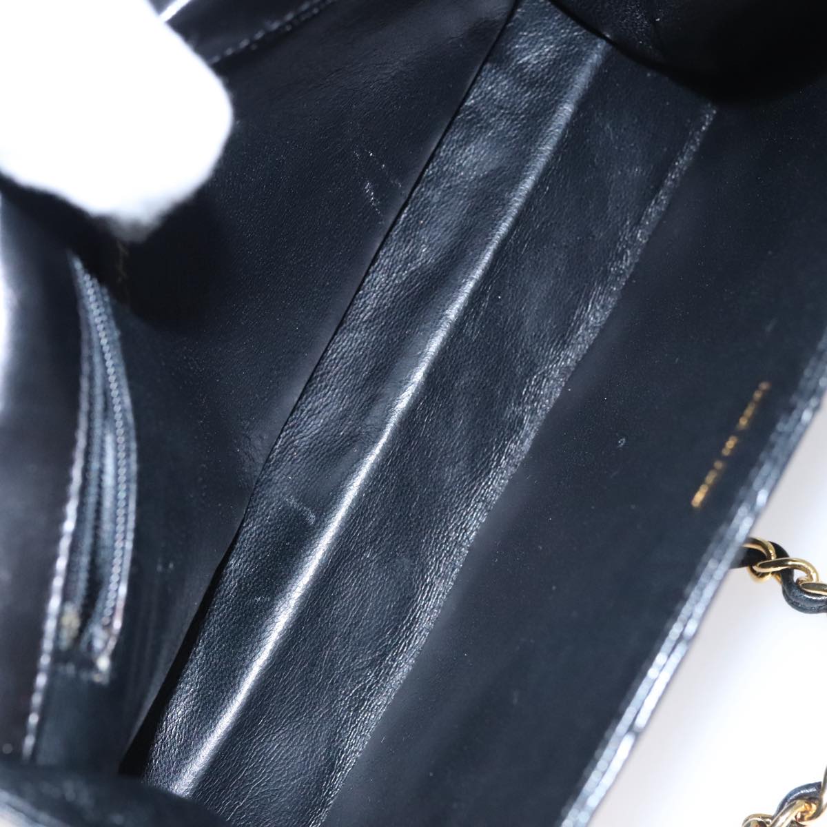 CHANEL Chain Matelasse Shoulder Bag Lamb Skin Gold Black CC Auth bs21032
