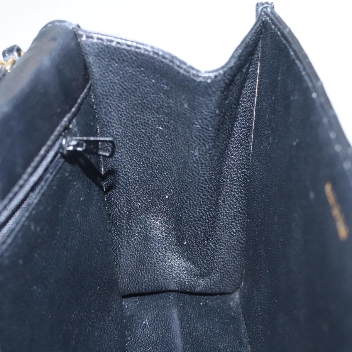 CHANEL Chain Matelasse Shoulder Bag Lamb Skin Gold Black CC Auth bs21032