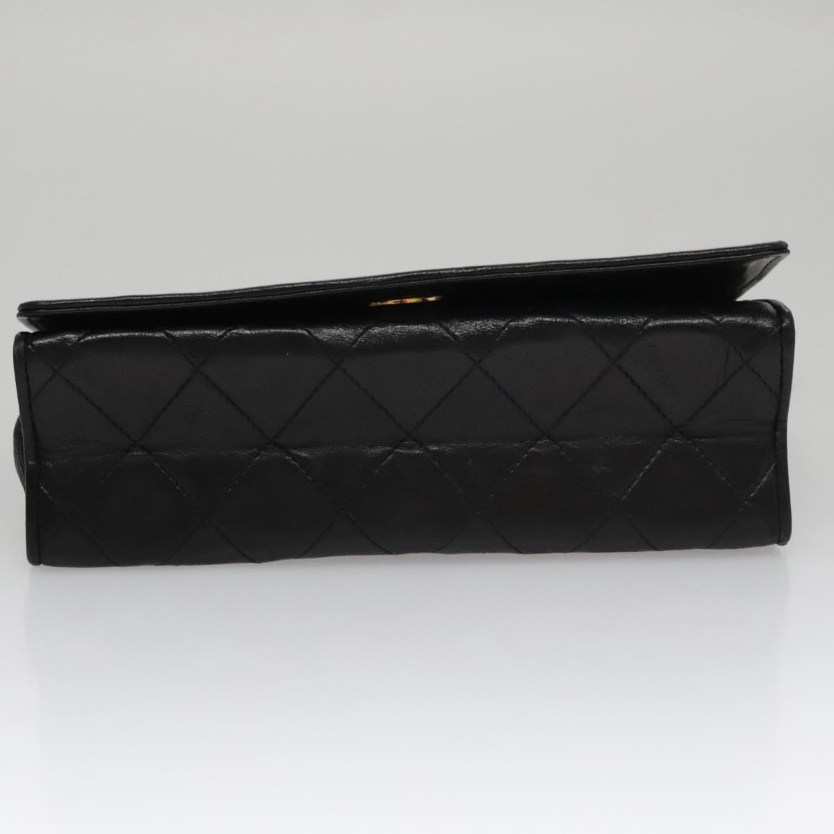 CHANEL Chain Matelasse Shoulder Bag Lamb Skin Gold Black CC Auth bs21032