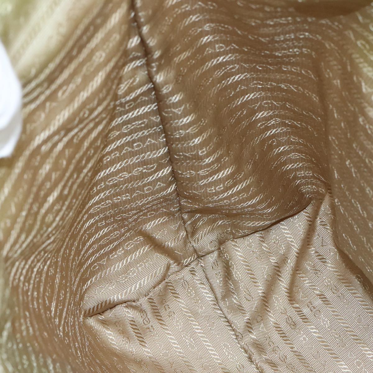 PRADA Hand Bag Nylon Beige Auth bs21036