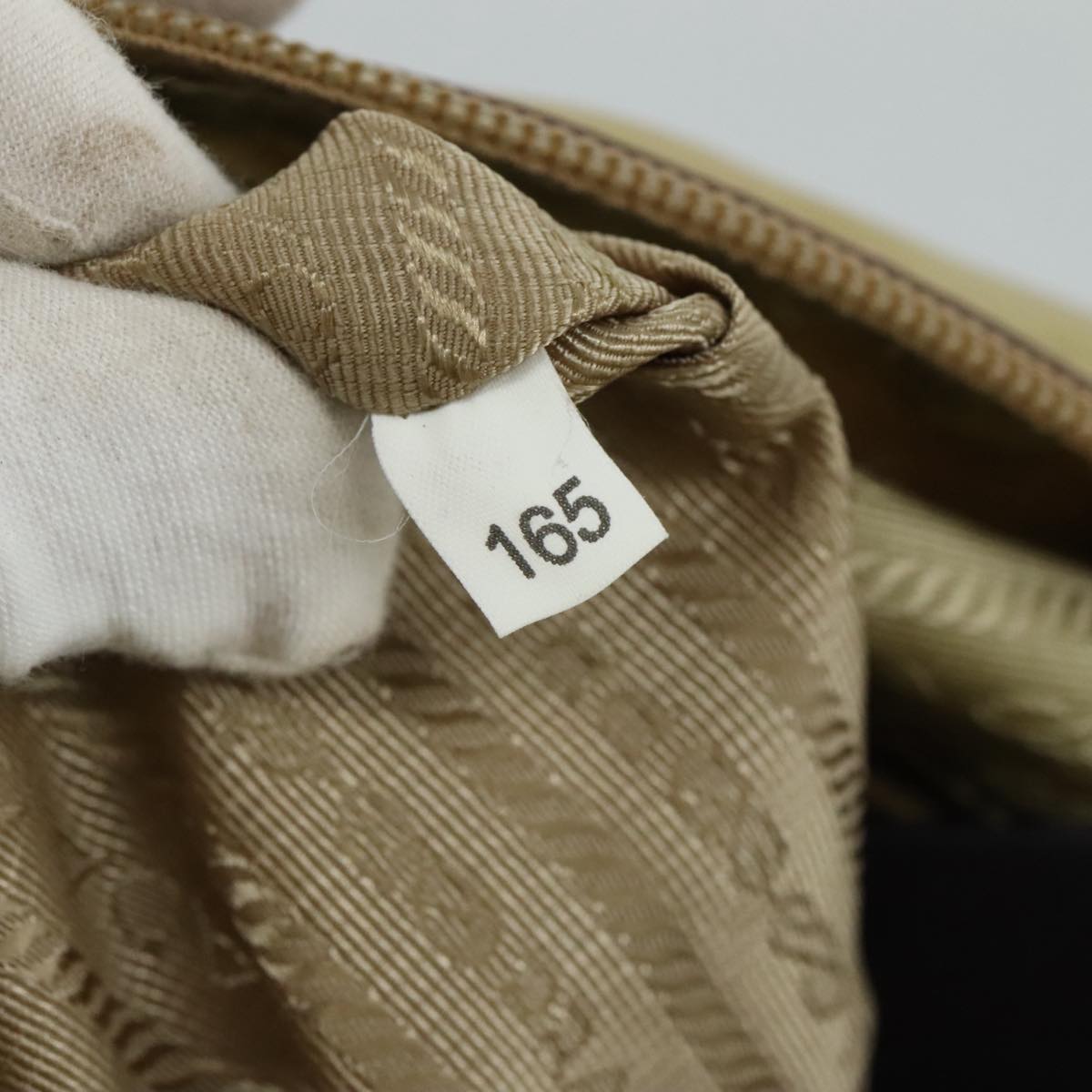 PRADA Hand Bag Nylon Beige Auth bs21036