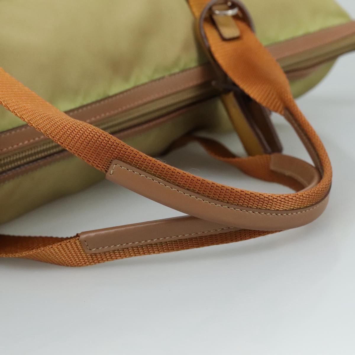 PRADA Hand Bag Nylon Beige Auth bs21036