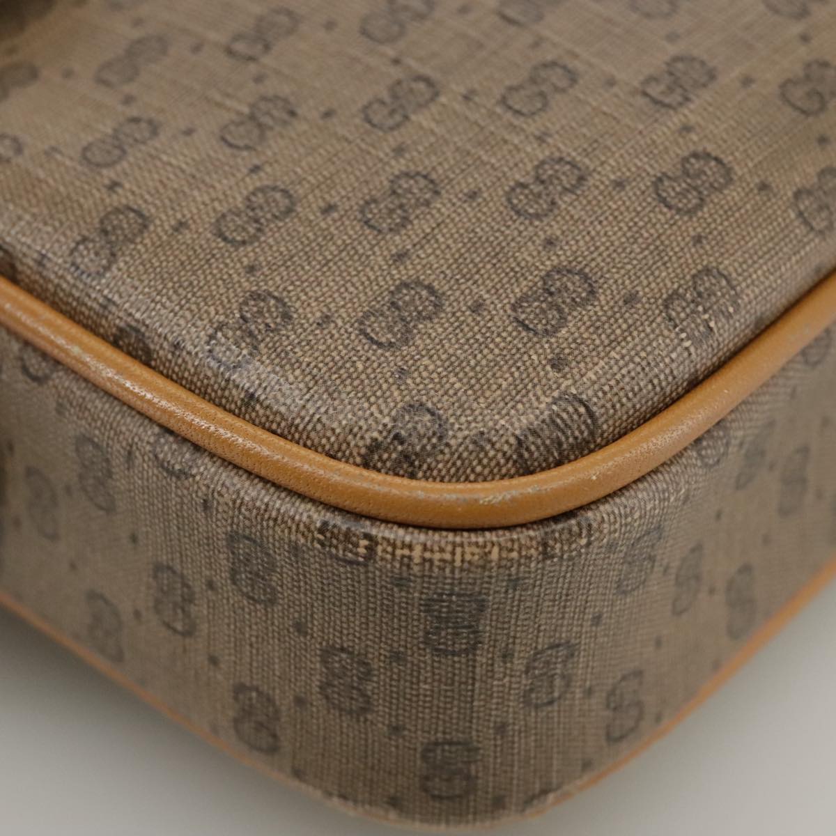 GUCCI Micro GG Supreme Shoulder Bag PVC Beige Gold 007 904 0095 Auth bs21045