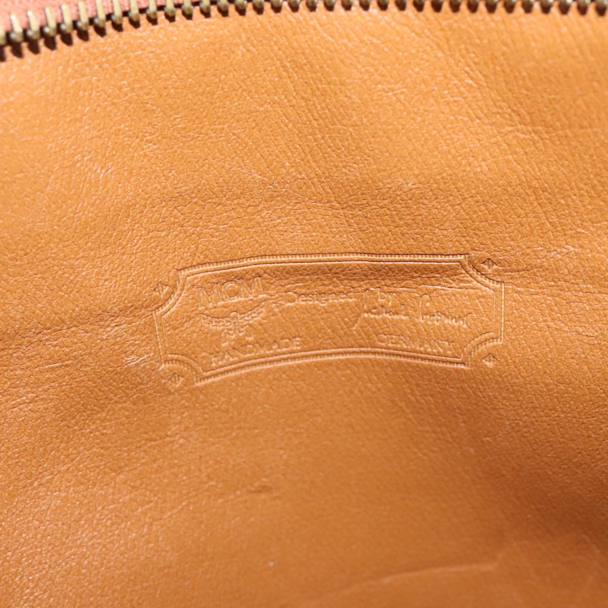 MCM Vicetos Logogram Clutch Bag PVC Leather Brown Gold Auth bs21066