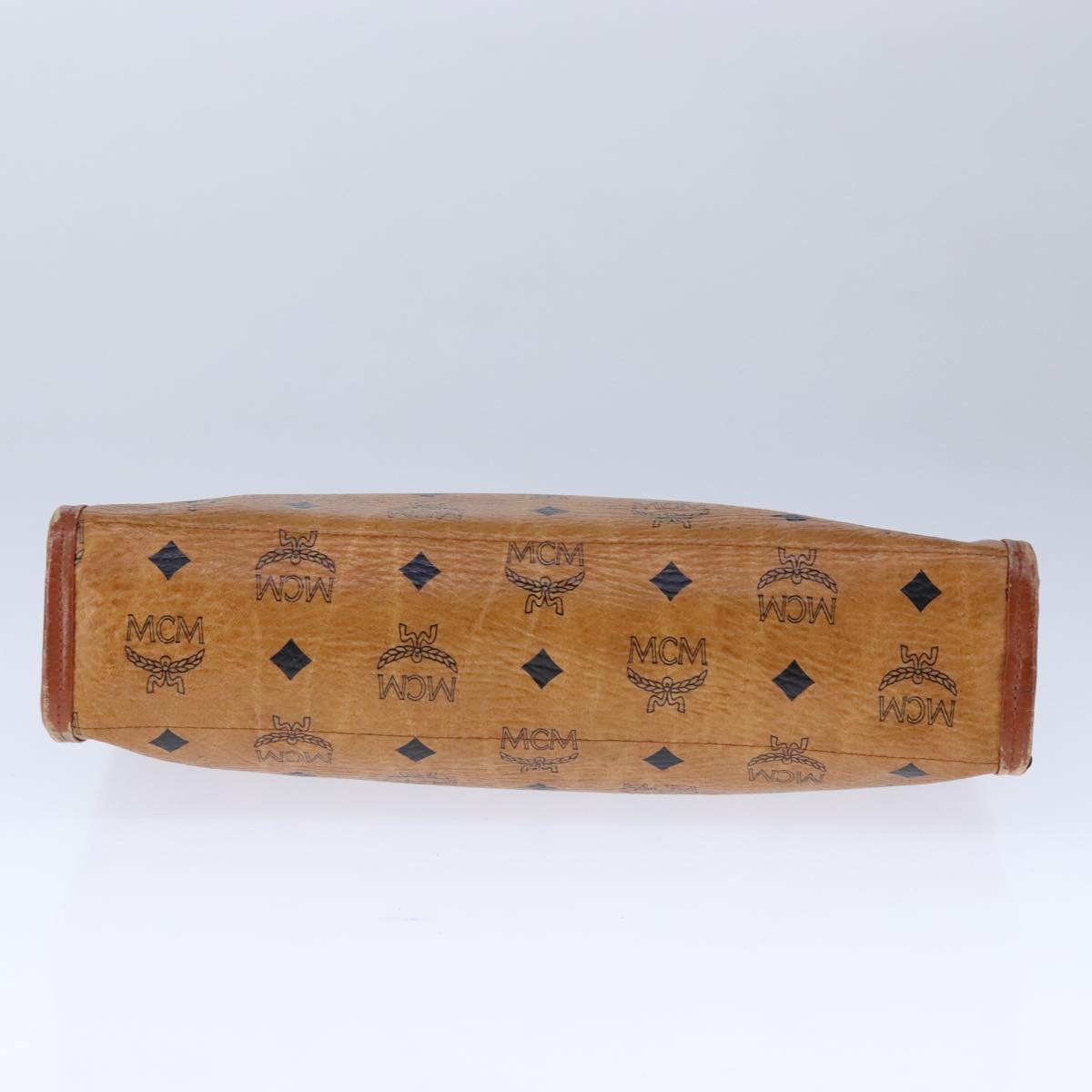 MCM Vicetos Logogram Clutch Bag PVC Leather Brown Gold Auth bs21066