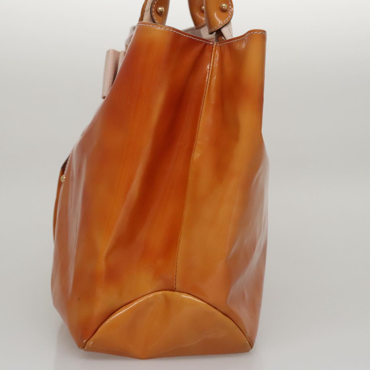 Salvatore Ferragamo Hand Bag Enamel Yellow Auth bs21081