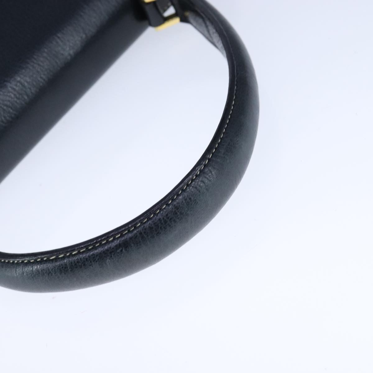 Salvatore Ferragamo Gancini Hand Bag Leather Navy Gold Auth bs21083