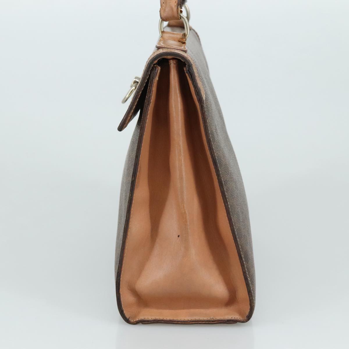 CELINE Macadam Canvas Hand Bag PVC Leather 2way Brown Auth bs21088