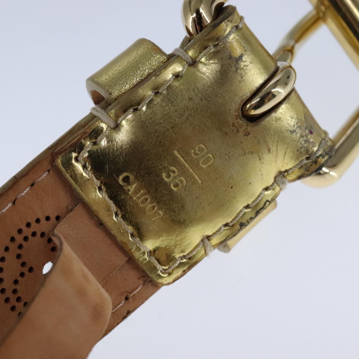 LOUIS VUITTON Monogram Mahina Ceinture Belt 39.8"" Gold M9614W LV Auth bs21109