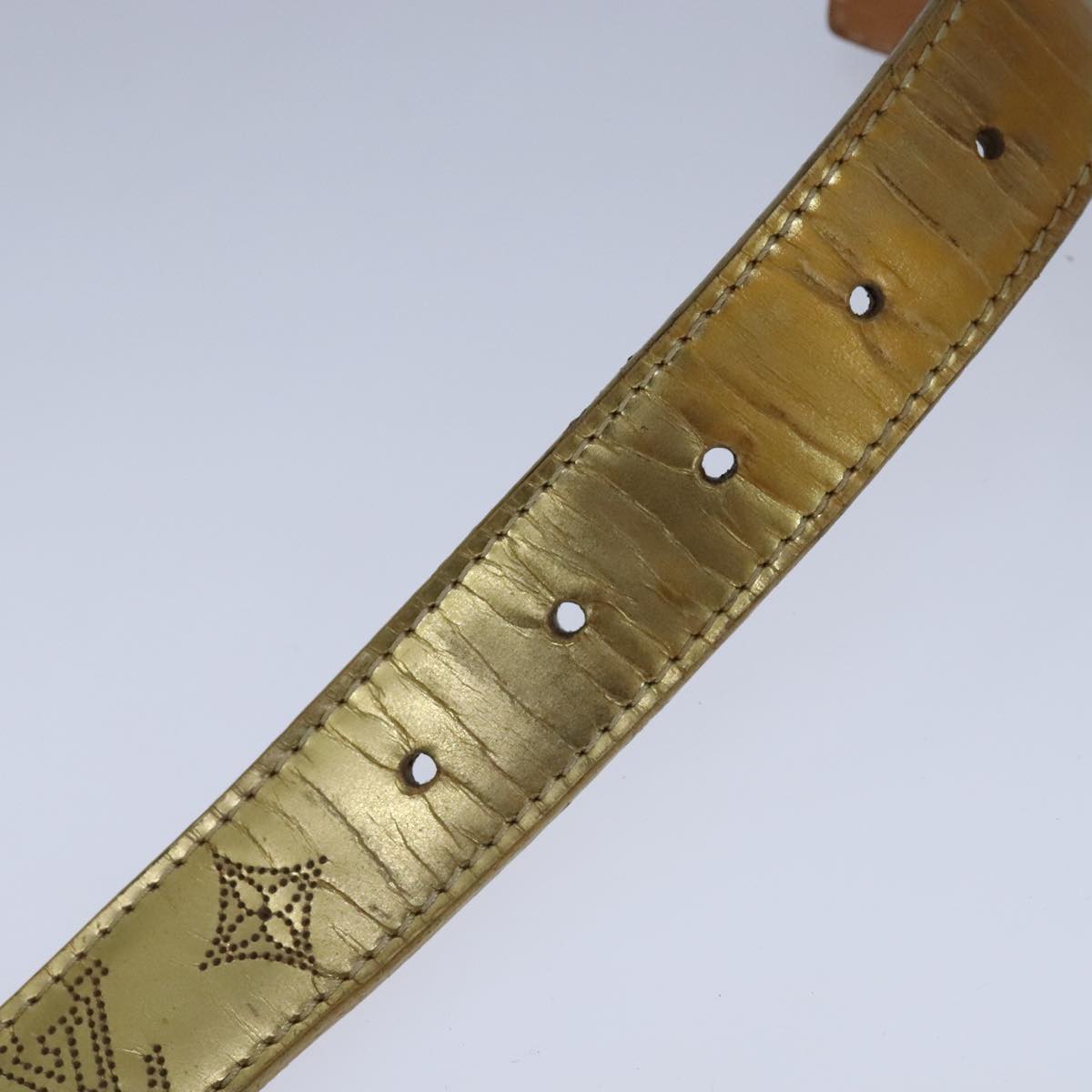 LOUIS VUITTON Monogram Mahina Ceinture Belt 39.8"" Gold M9614W LV Auth bs21109