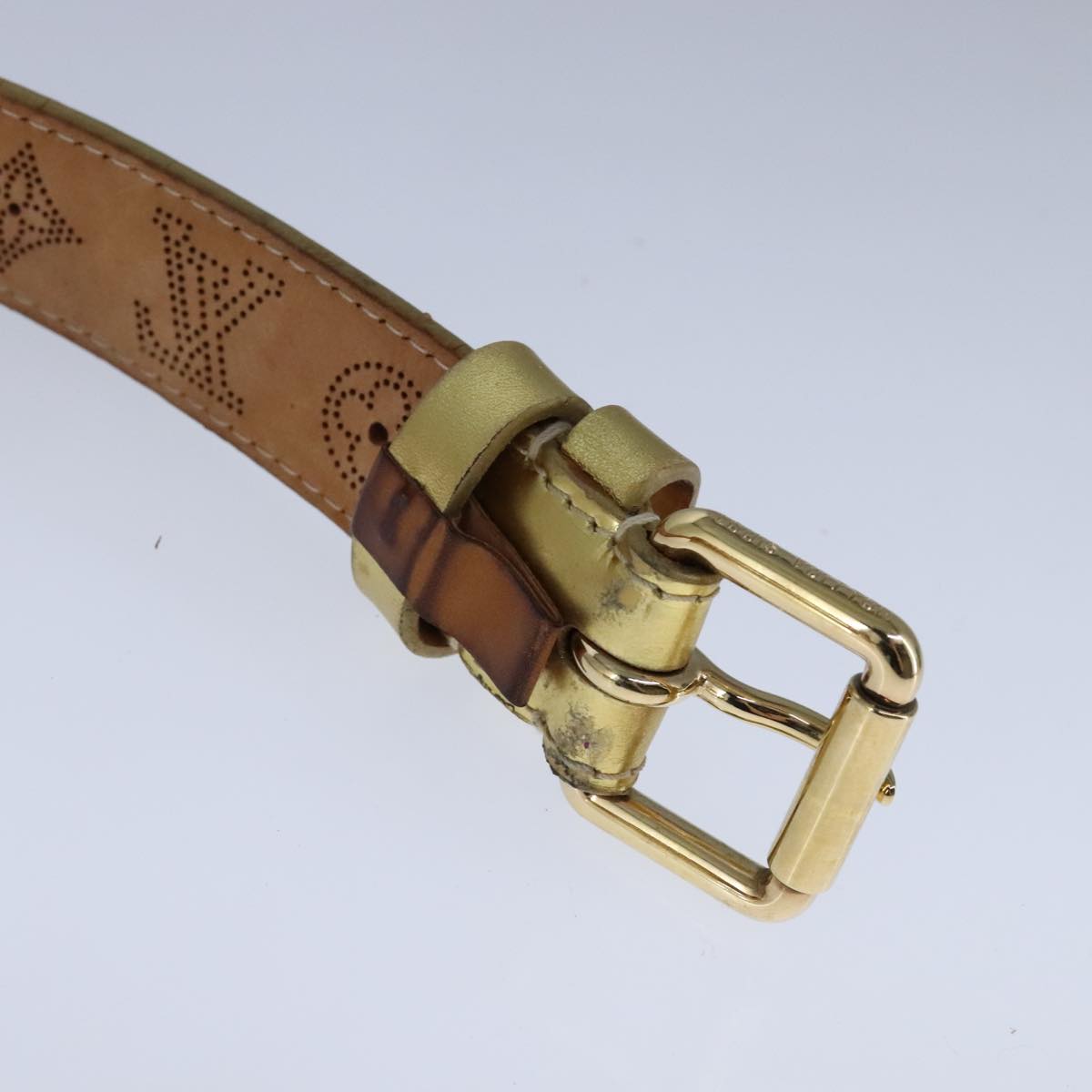 LOUIS VUITTON Monogram Mahina Ceinture Belt 39.8"" Gold M9614W LV Auth bs21109