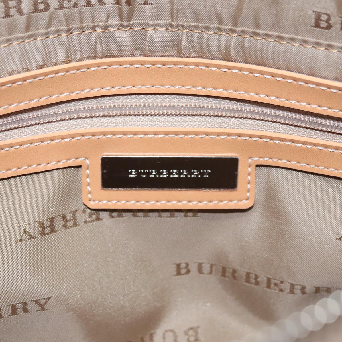 BURBERRY Hand Bag Canvas Beige Auth bs21139