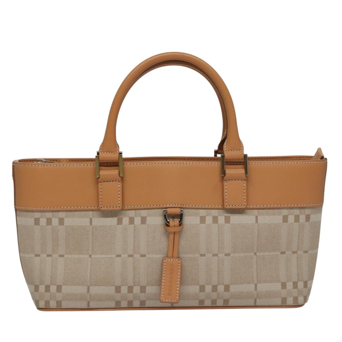 BURBERRY Hand Bag Canvas Beige Auth bs21139