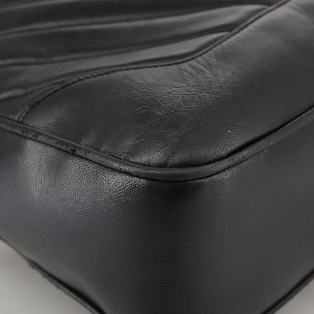 CHANEL V Stitch Hand Bag Leather Black CC Auth bs21163