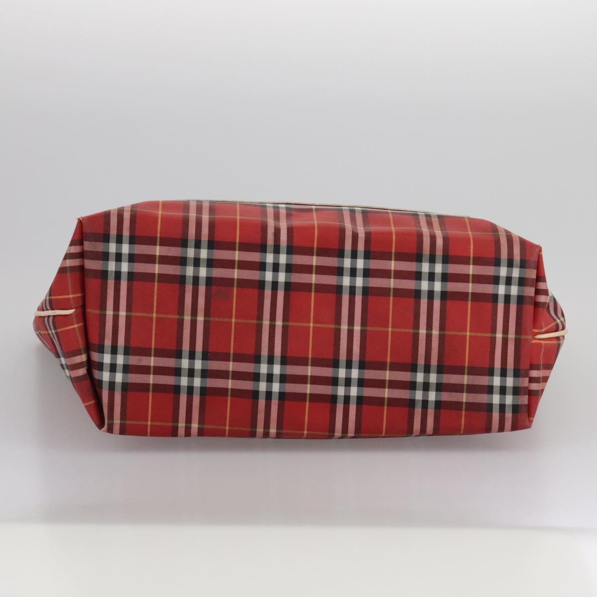BURBERRY Nova Check Tote Bag Nylon Red Auth bs21181