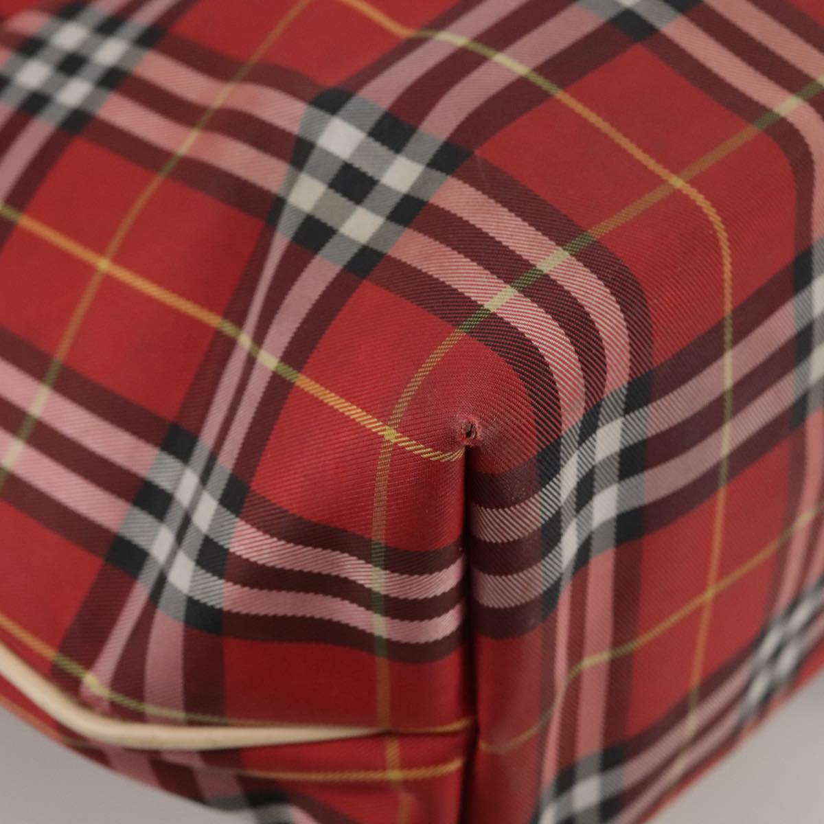 BURBERRY Nova Check Tote Bag Nylon Red Auth bs21181