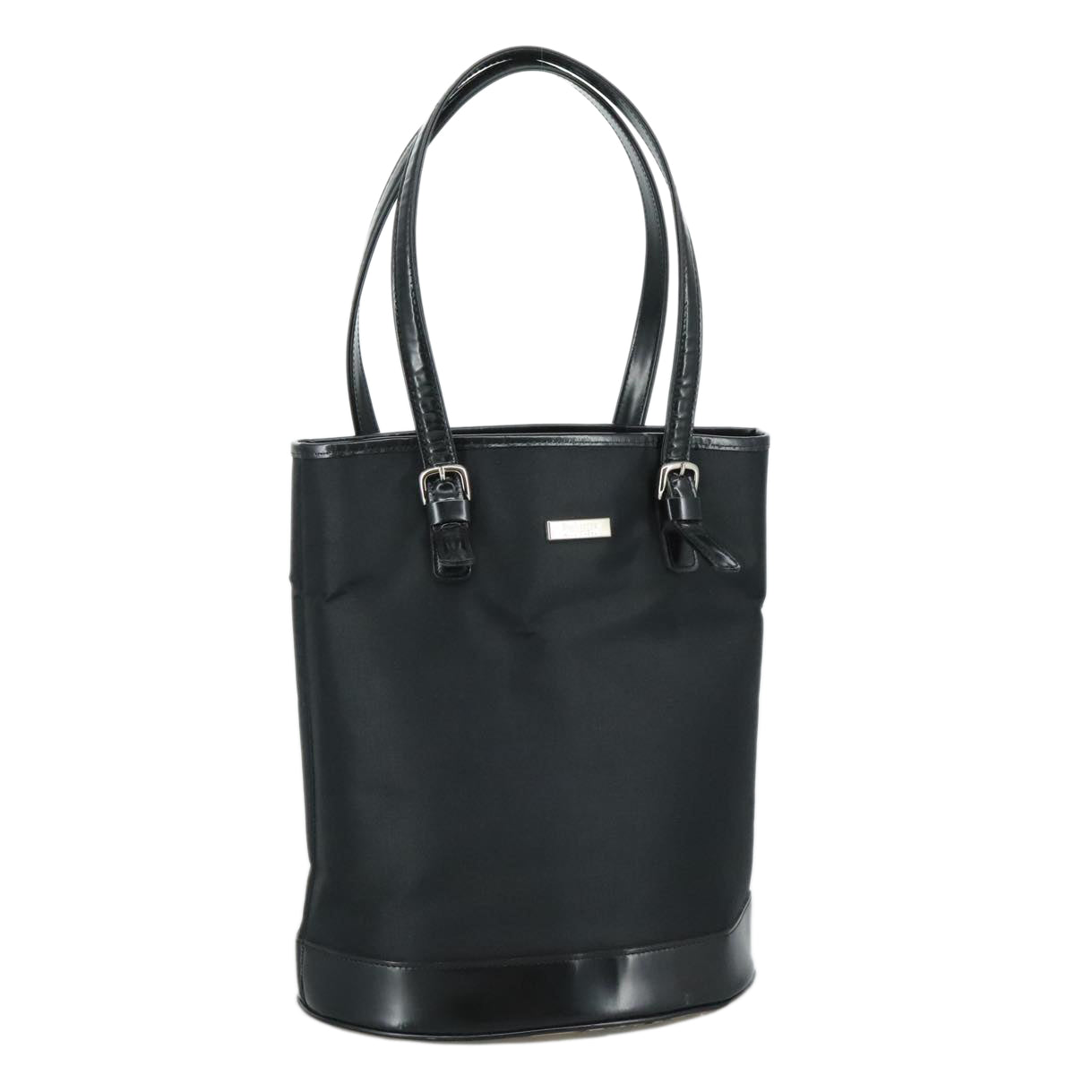 Burberrys Blue Label Tote Bag Nylon Black Auth bs21183