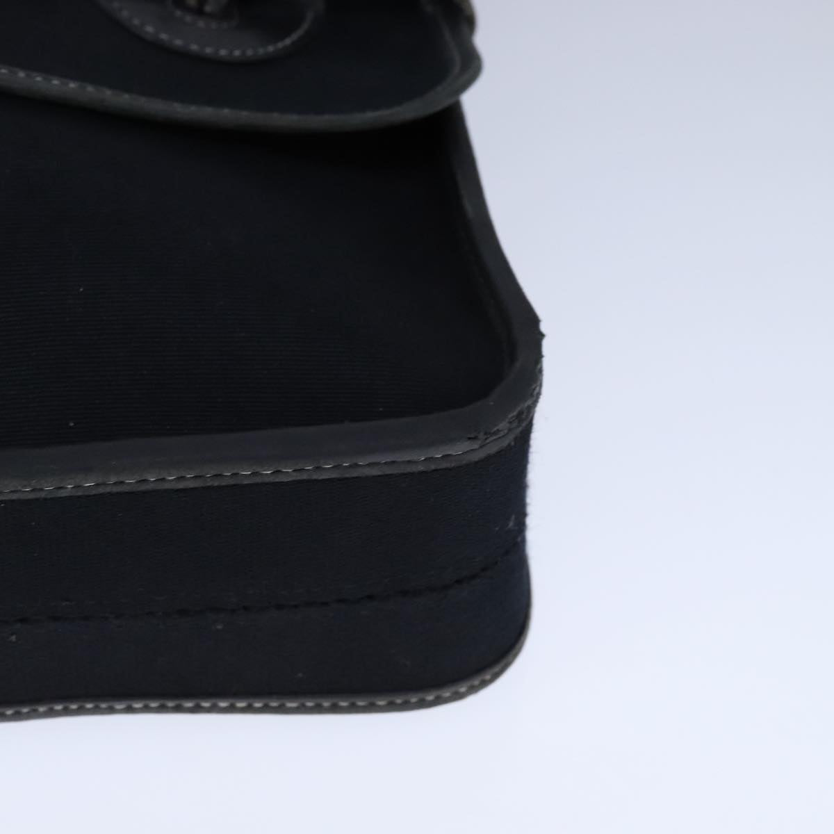 HERMES Buenaventura Shoulder Bag Canvas Black Auth bs21202