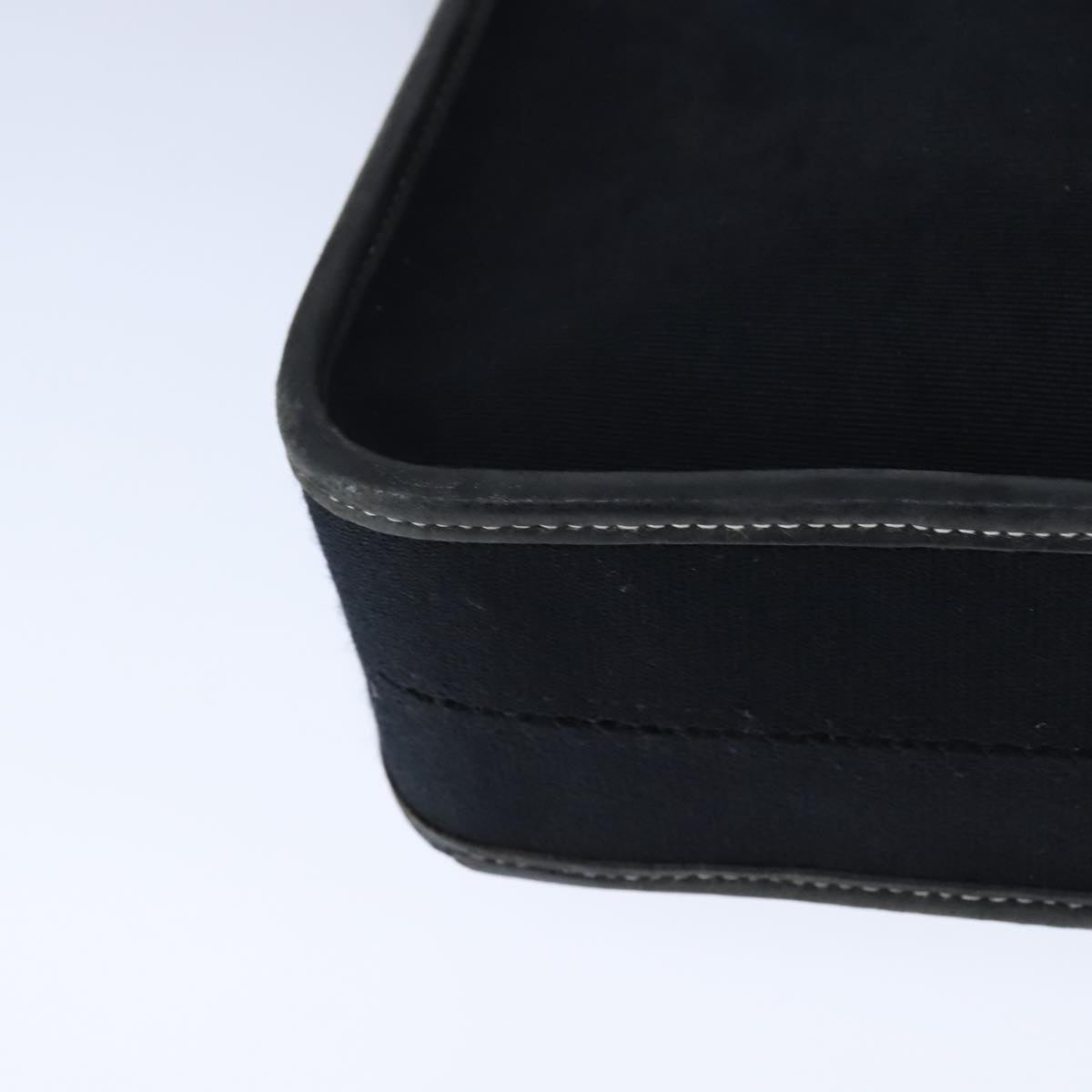 HERMES Buenaventura Shoulder Bag Canvas Black Auth bs21202