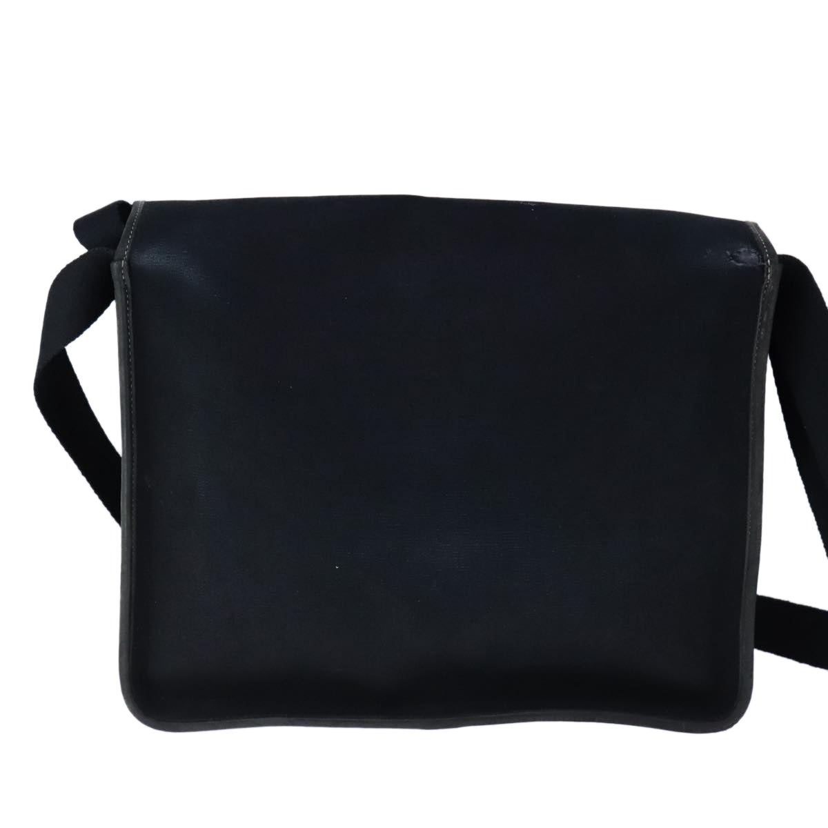 HERMES Buenaventura Shoulder Bag Canvas Black Auth bs21202