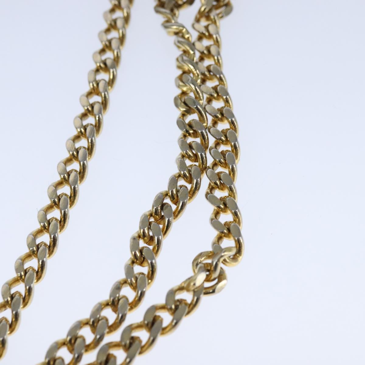 Christian Dior Honeycomb Canvas Chain Shoulder Bag PVC Beige Gold Auth bs21206