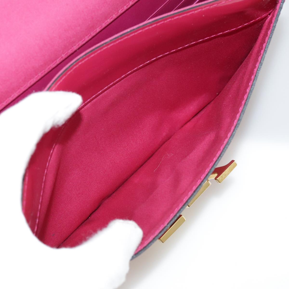 LOUIS VUITTON Pochette Louise EW Bag Patent Rose Andian M94270 LV Auth bs21225V