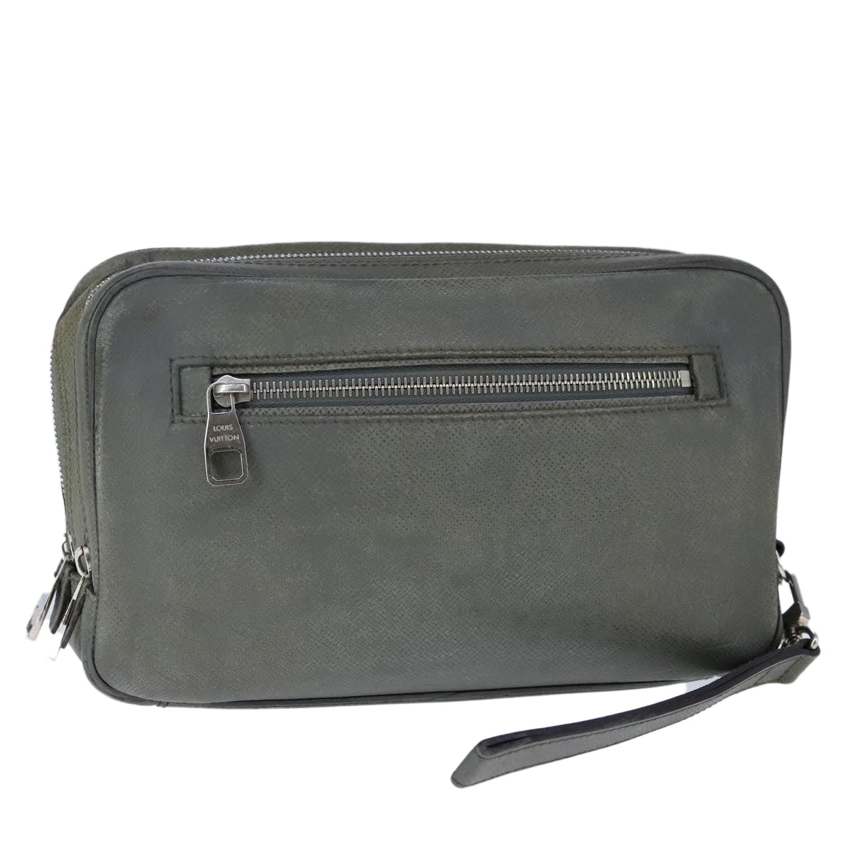 LOUIS VUITTON Taiga Neopavel Clutch Bag Gray Gracie M32684 LV Auth bs21264