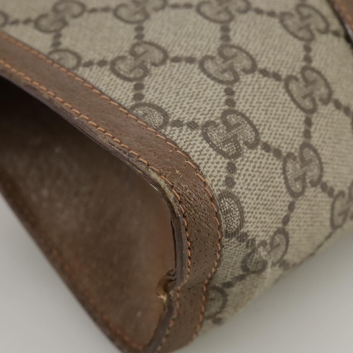 GUCCI GG Supreme Web Sherry Line Clutch Bag PVC Beige Red 89 01 032 Auth bs21276