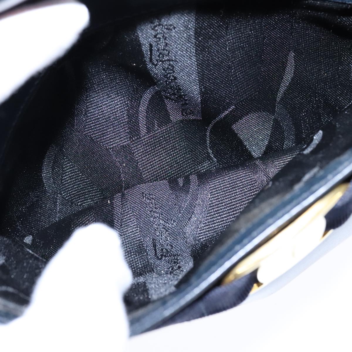 Salvatore Ferragamo Vala Shoulder Bag Leather Navy Gold Auth bs21294