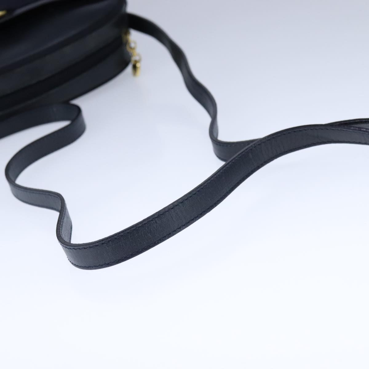 Salvatore Ferragamo Vala Shoulder Bag Leather Navy Gold Auth bs21294