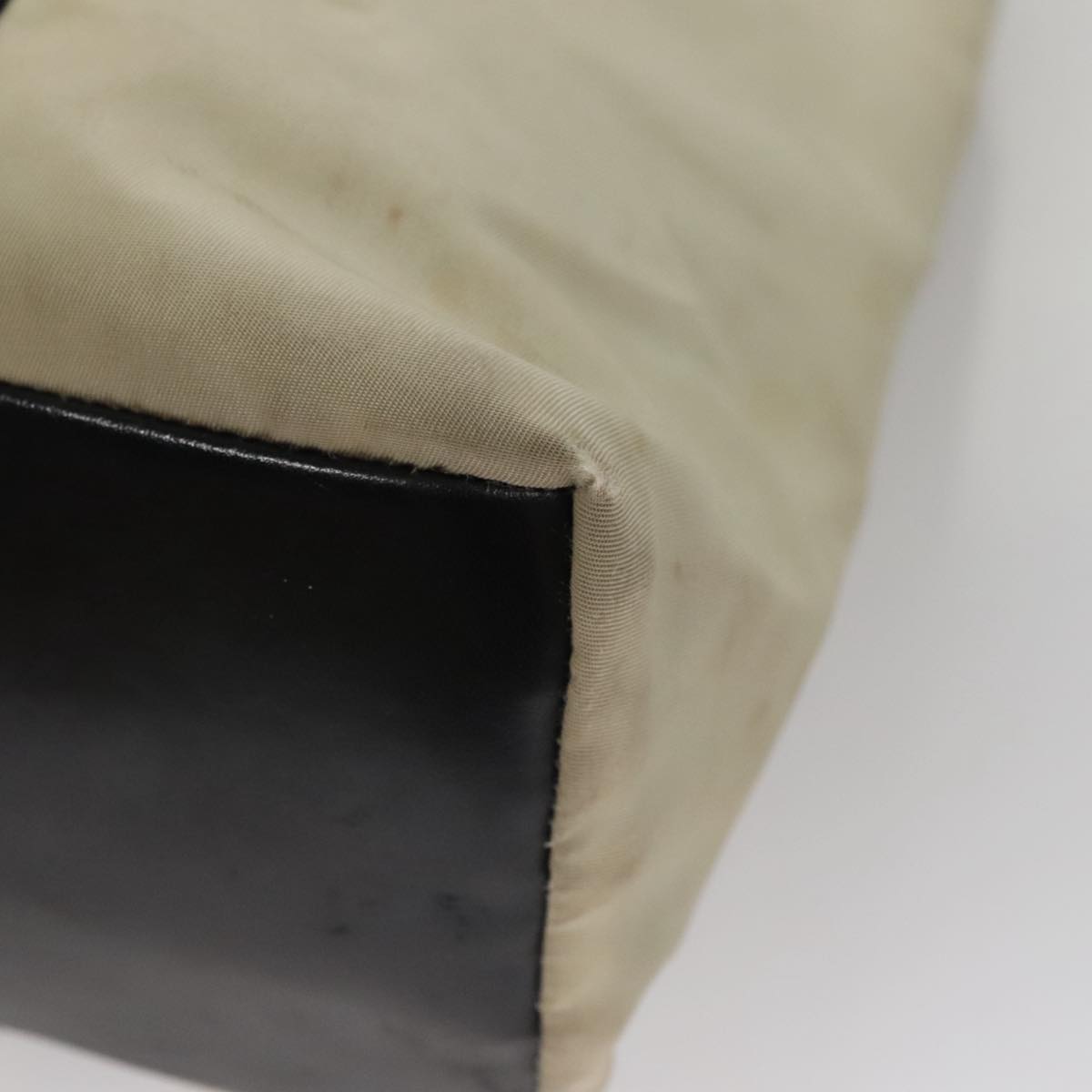 PRADA Tote Bag Nylon Beige Auth bs21295