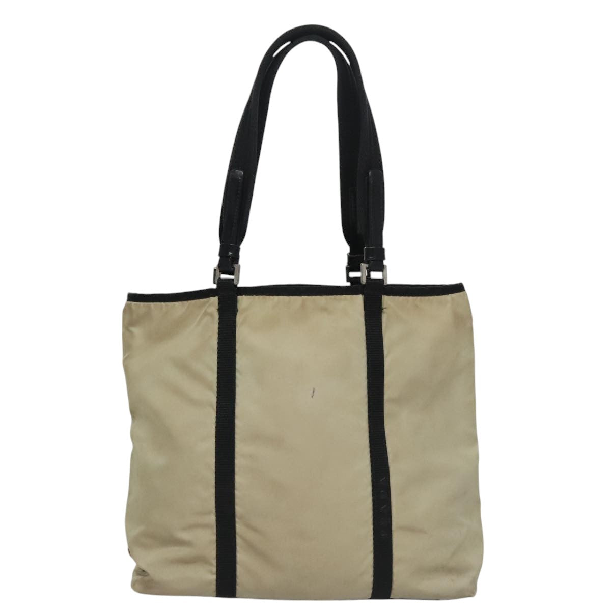 PRADA Tote Bag Nylon Beige Auth bs21295