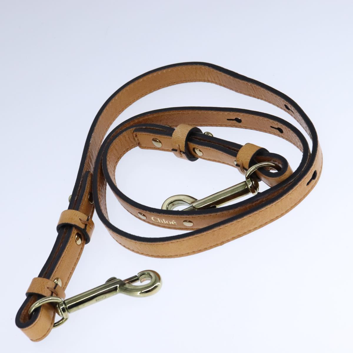 Chloe Etel Hand Bag Leather 2way Brown Gold Auth bs21307