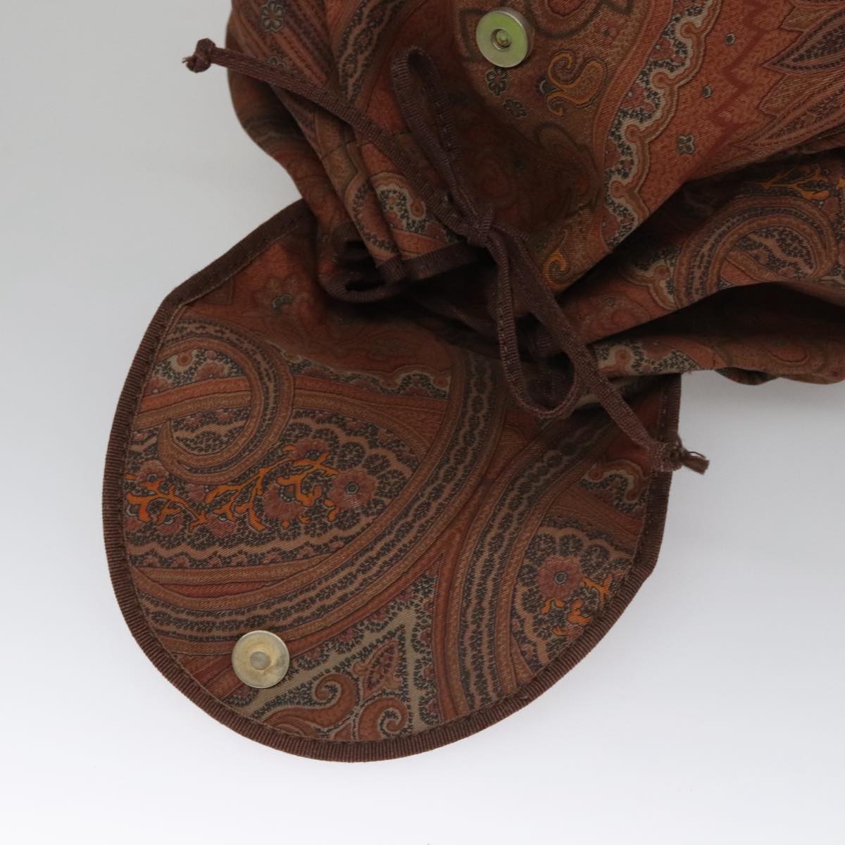 ETRO Paisley Backpack Nylon Brown Gold Auth bs21317