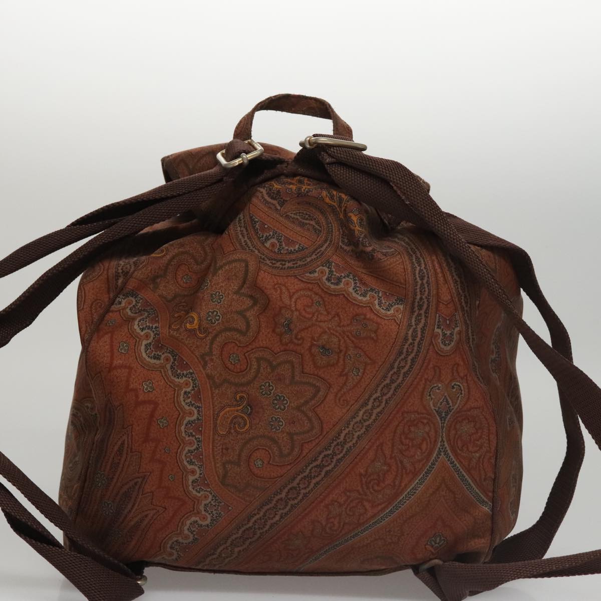ETRO Paisley Backpack Nylon Brown Gold Auth bs21317