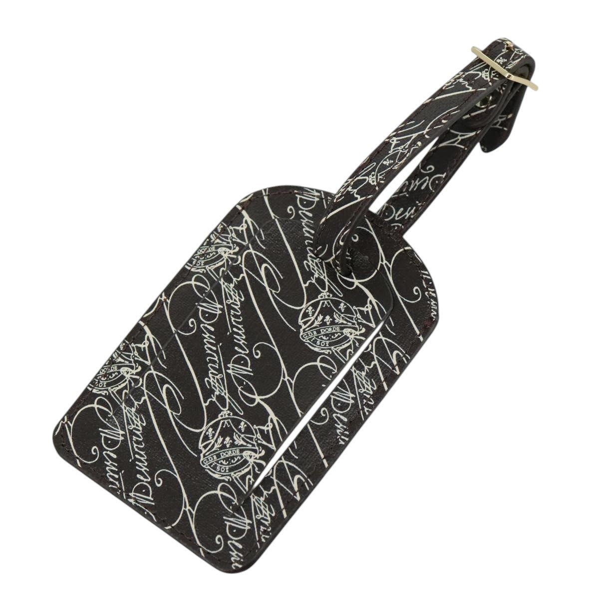 Berluti Calligraphy Name Tag Leather Brown Auth bs21332