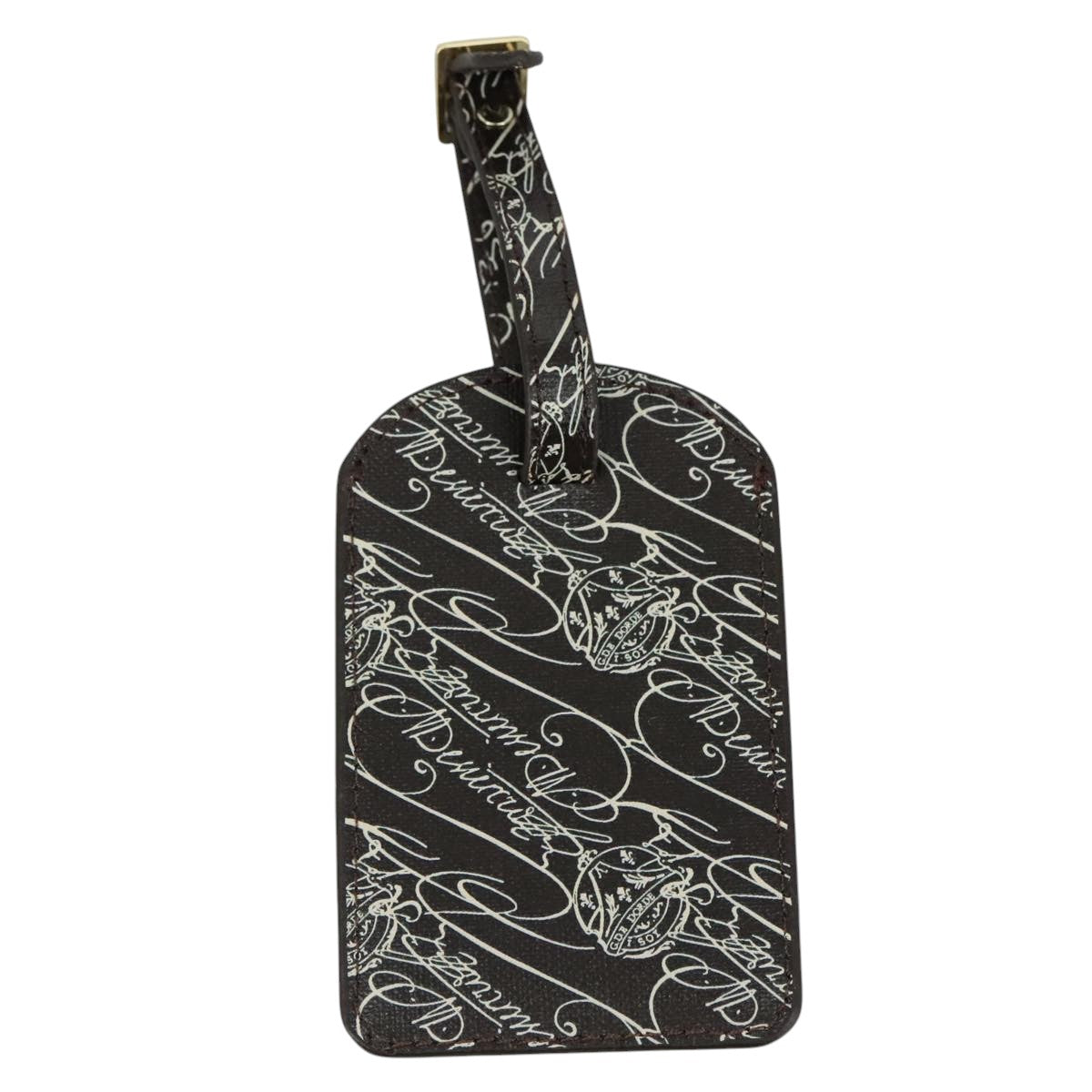 Berluti Calligraphy Name Tag Leather Brown Auth bs21332