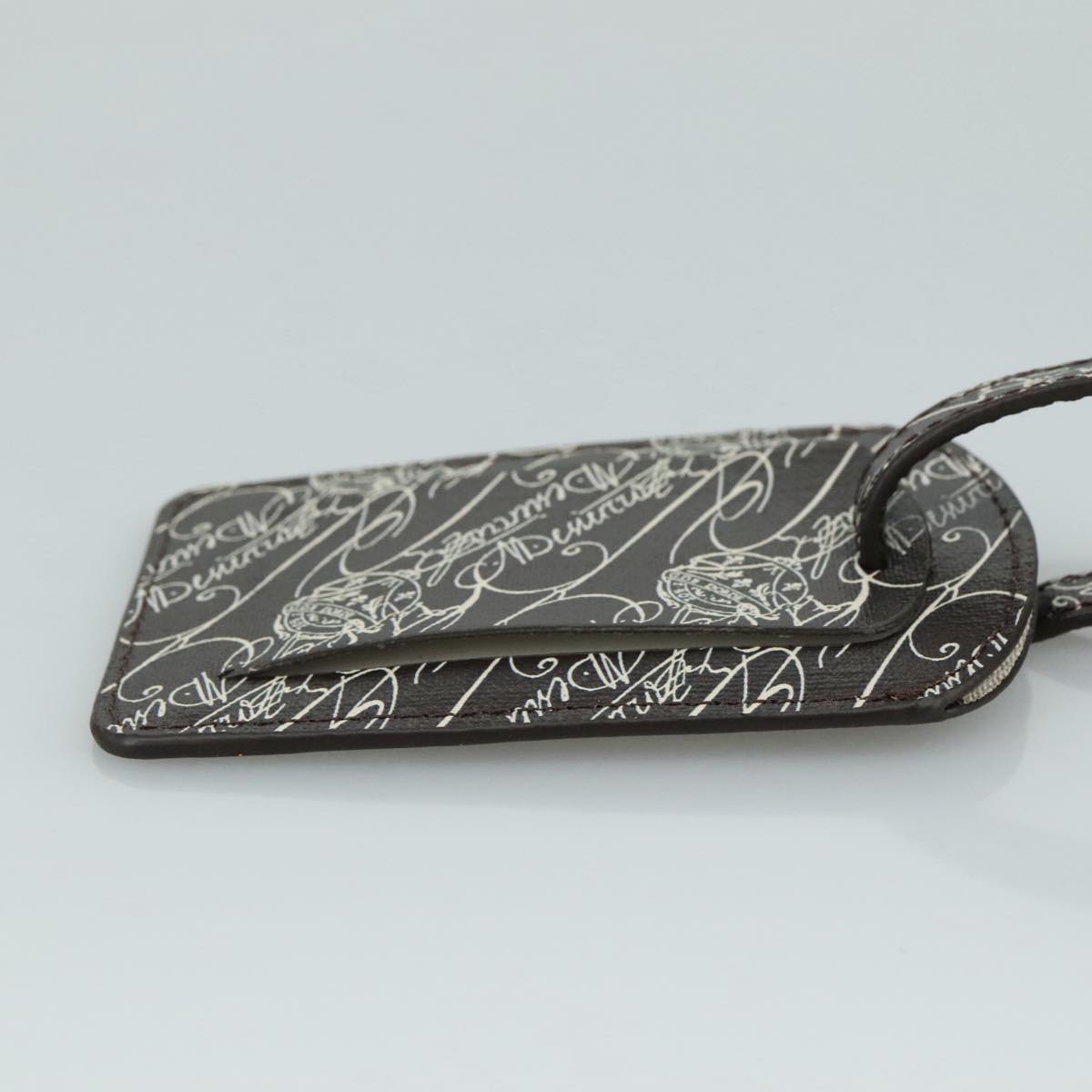 Berluti Calligraphy Name Tag Leather Brown Auth bs21332