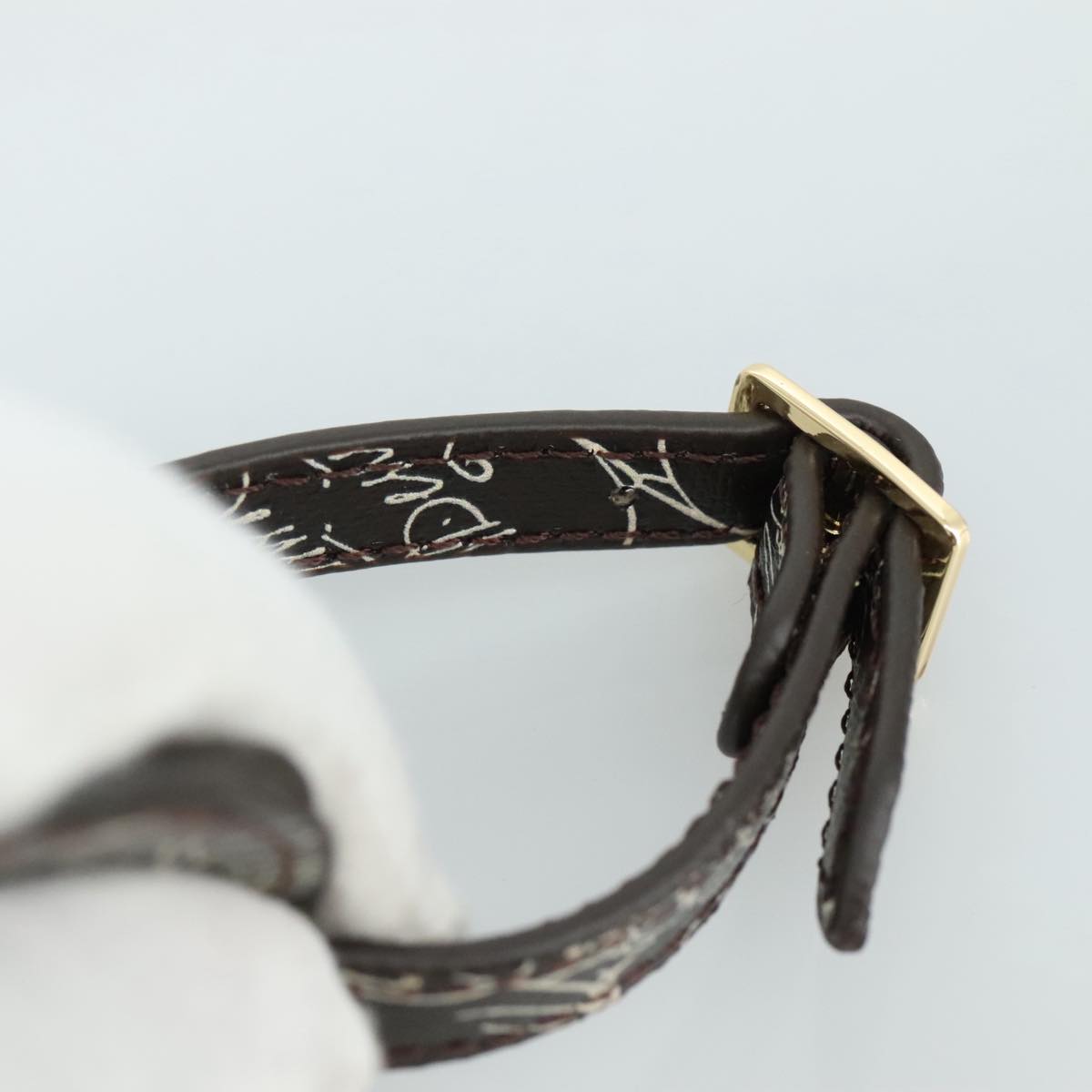 Berluti Calligraphy Name Tag Leather Brown Auth bs21332