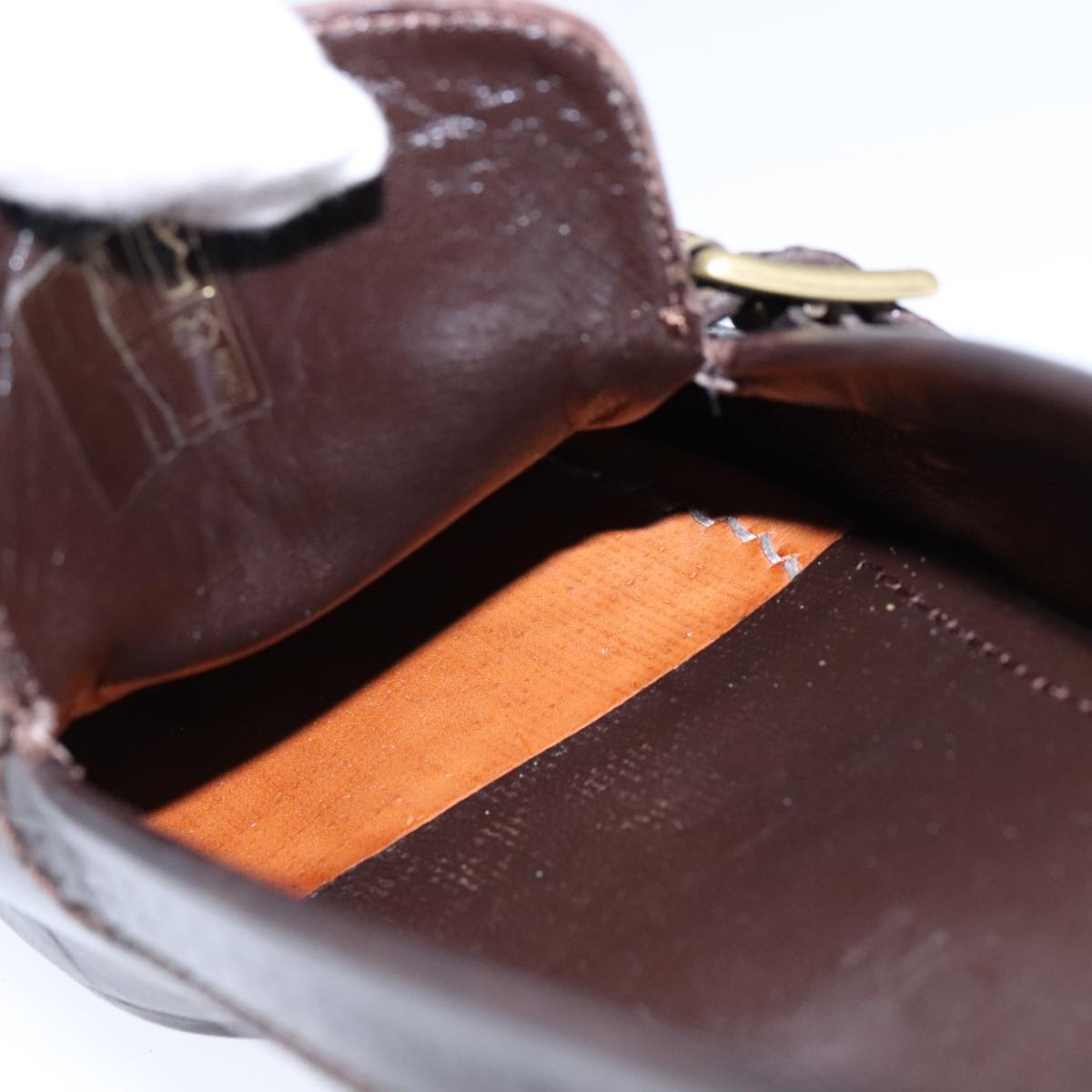 LOUIS VUITTON Driving Shoes Leather 6 1/2 Dark Brown LV Auth bs21343