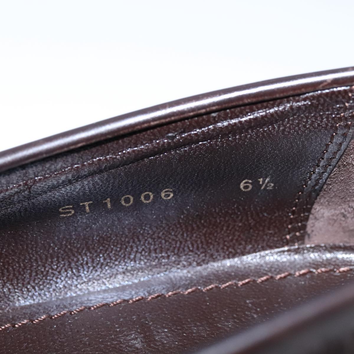 LOUIS VUITTON Driving Shoes Leather 6 1/2 Dark Brown LV Auth bs21343