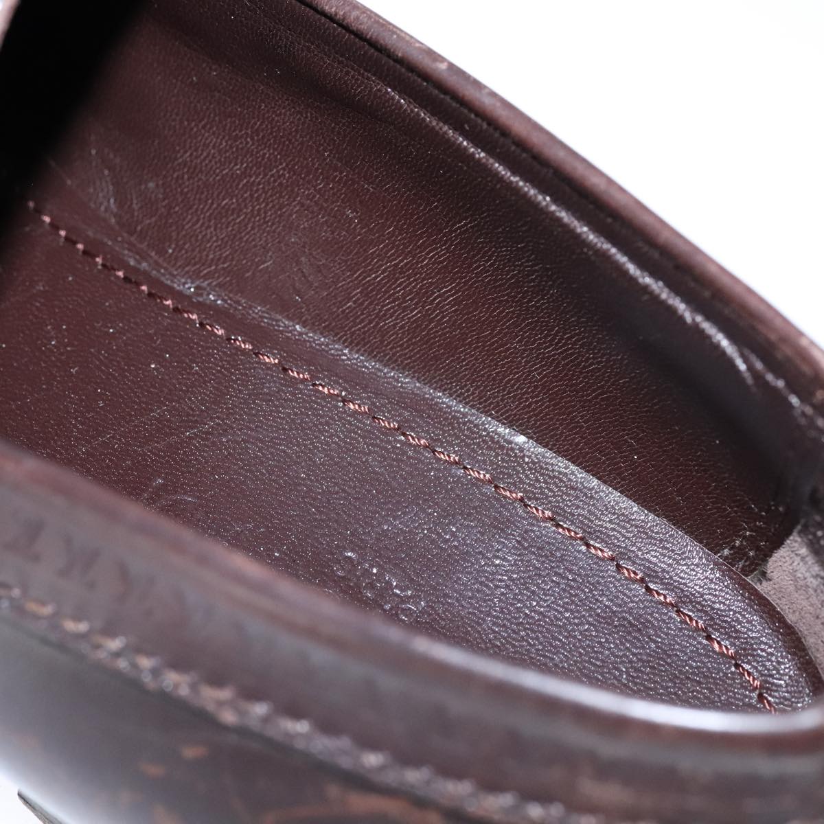 LOUIS VUITTON Driving Shoes Leather 6 1/2 Dark Brown LV Auth bs21343