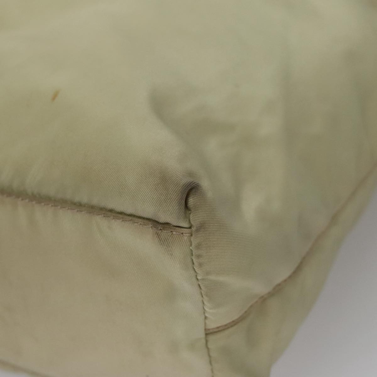 PRADA Hand Bag Nylon Beige Auth bs21346