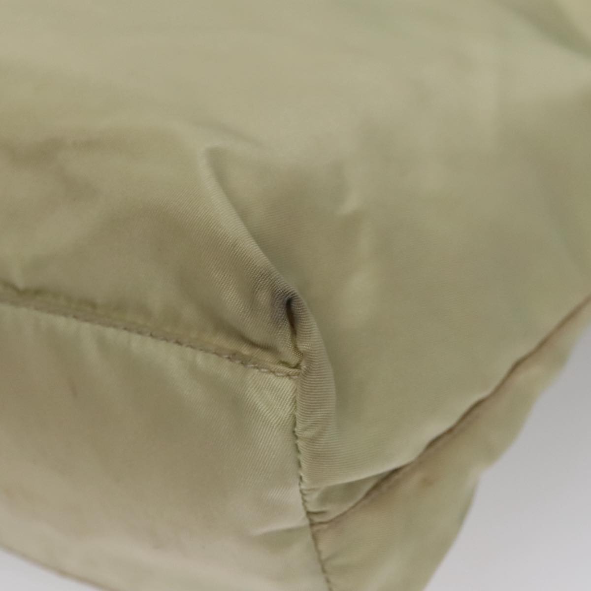 PRADA Hand Bag Nylon Beige Auth bs21346