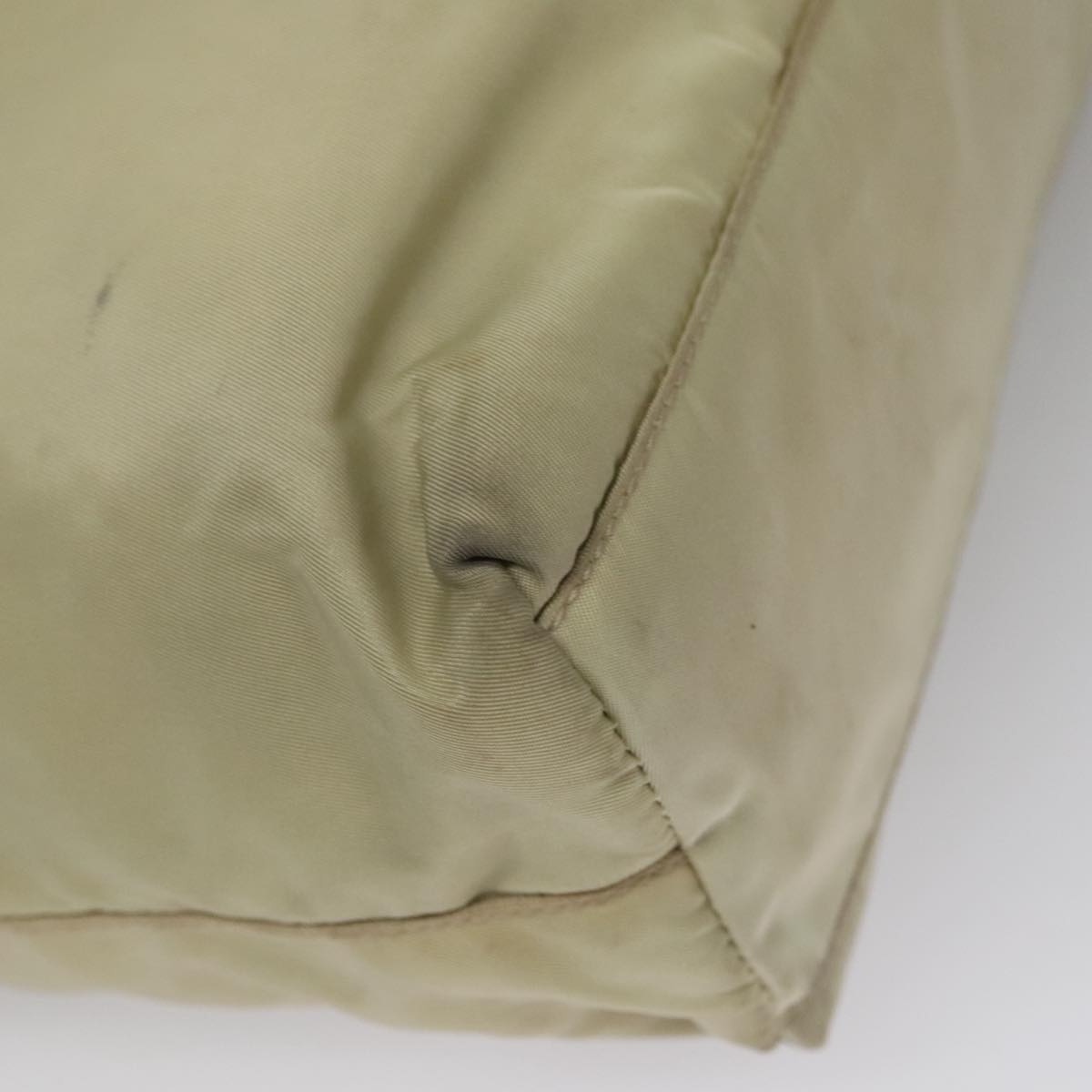 PRADA Hand Bag Nylon Beige Auth bs21346