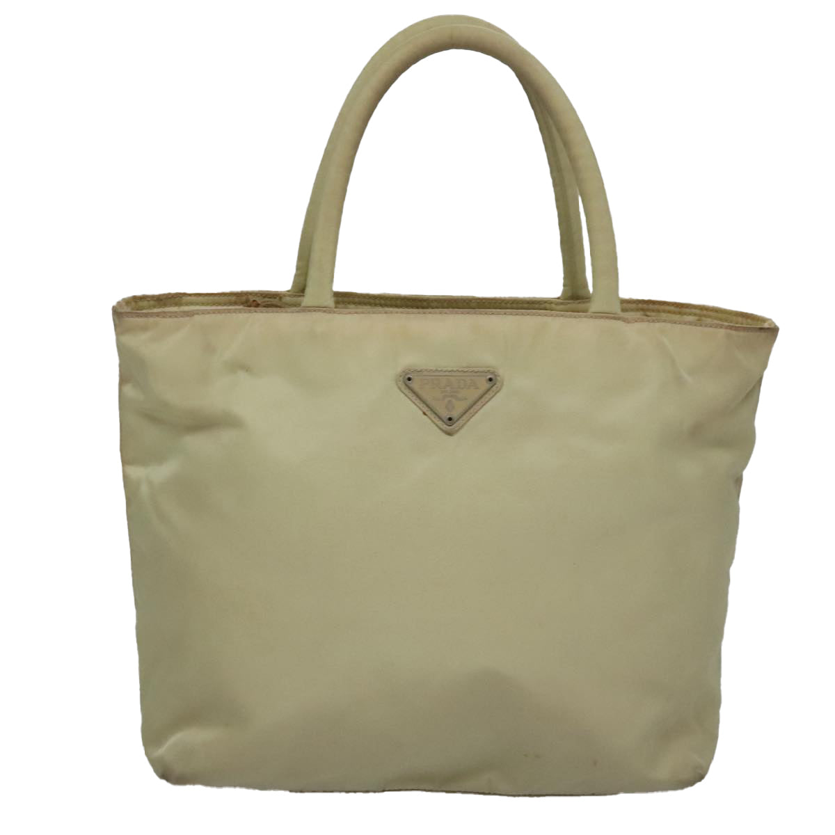 PRADA Hand Bag Nylon Beige Auth bs21346