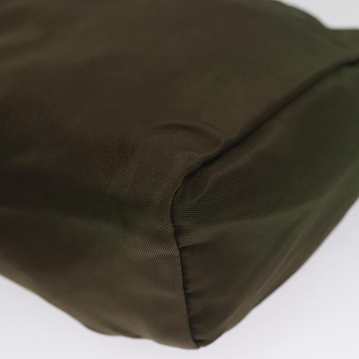 PRADA Pouch Nylon Khaki Silver Auth bs21351