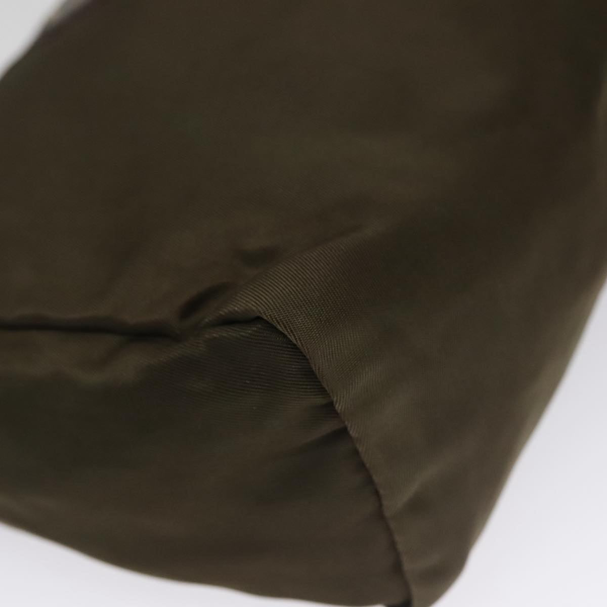 PRADA Pouch Nylon Khaki Silver Auth bs21351