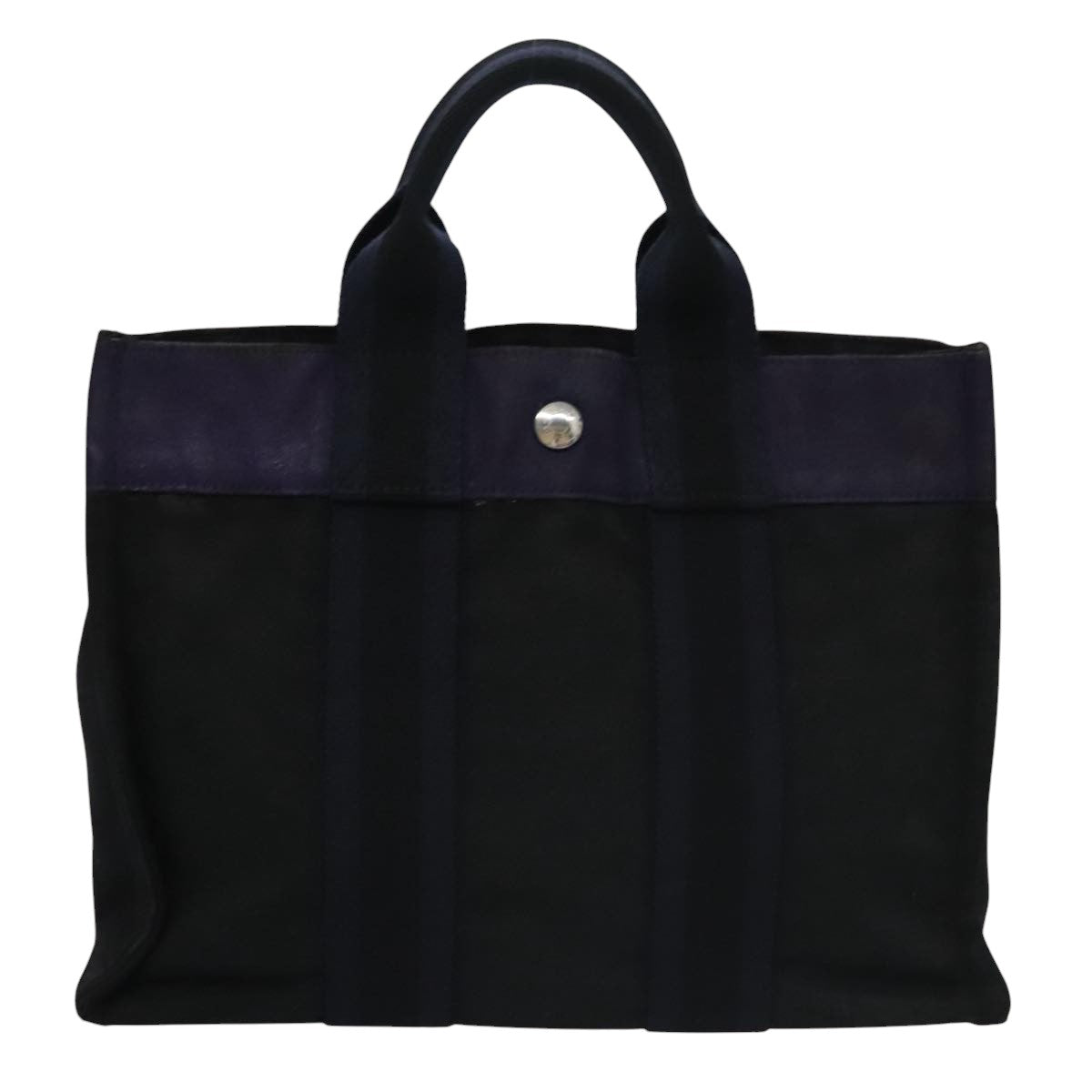 HERMES Fourre Tout PM Tote Bag Canvas Black Navy Auth bs21354