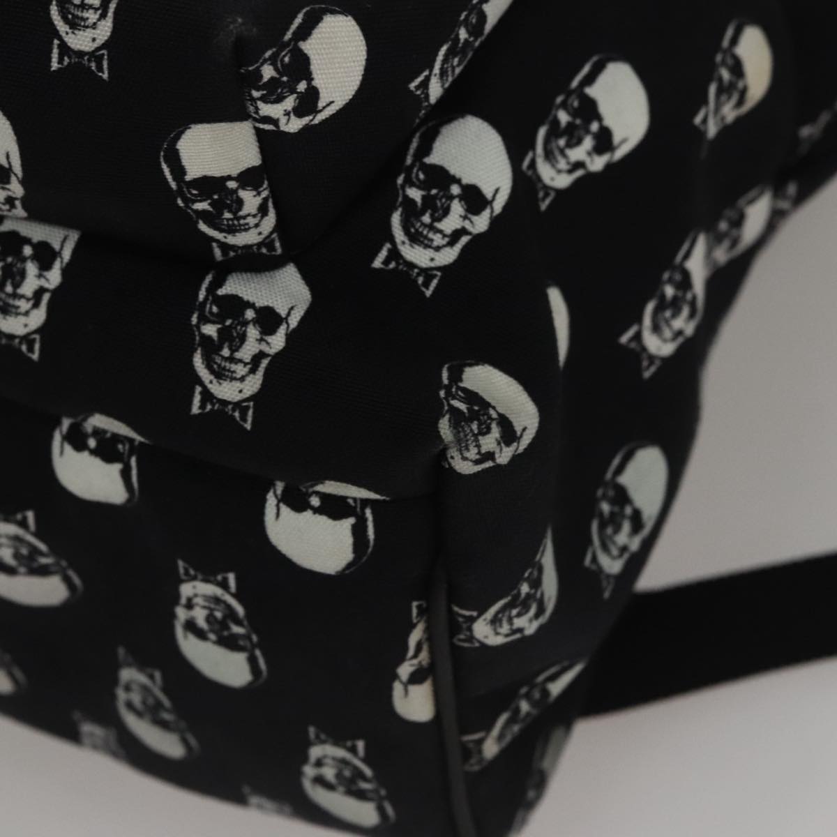 SAINT LAURENT Skull Backpack Canvas Black White Auth bs21358